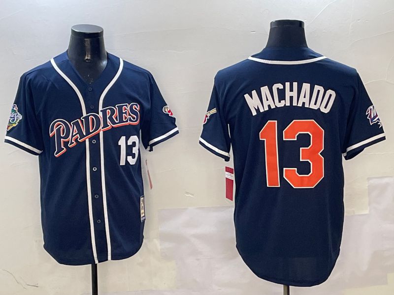 Men San Diego Padres #13 Machado Blue Throwback Game 2025 Nike MLB Jersey style 3121->san diego padres->MLB Jersey